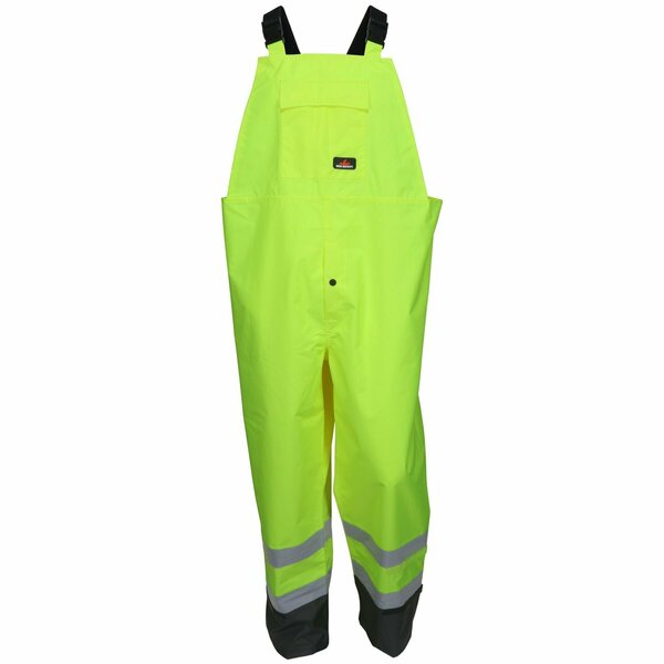Mcr Safety Garments, PU/Poly, Bib Ovrll, Clss 3, Lime, Shaded, X2 508SBPX2